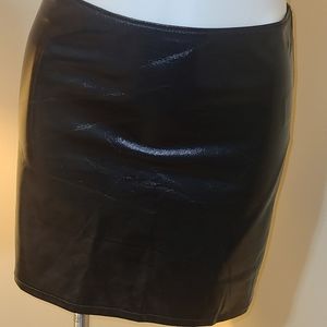 Express black leater like mini skirt.